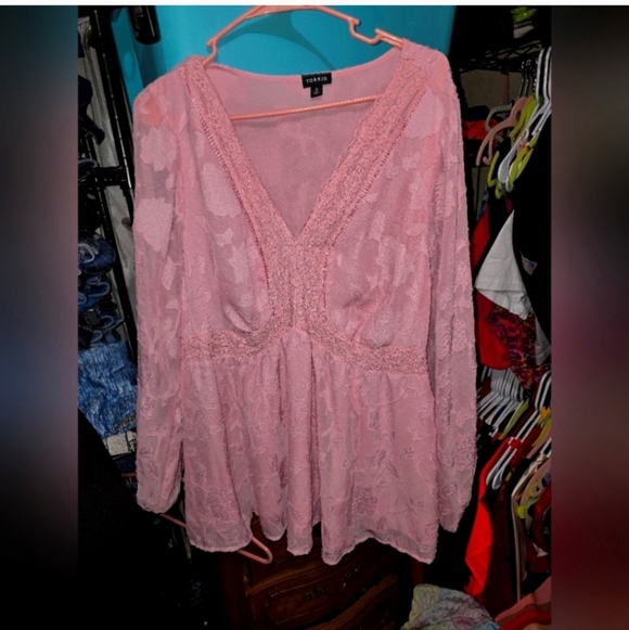 🍁🍂Nwot Torrid 2x Babydoll Clip Floral Long Sleeve Top - Picture 3 of 6